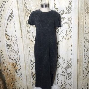Time and Tru Black Acid Wash Maxi Dress